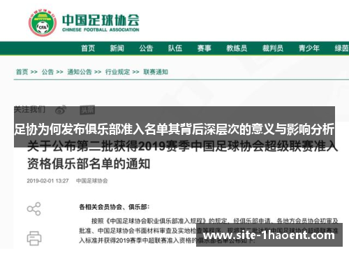 足协为何发布俱乐部准入名单其背后深层次的意义与影响分析